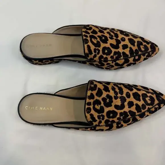 Cole Haan Piper Leopard Calf Hair Loafer Mules Size 11B - Picture 9 of 11